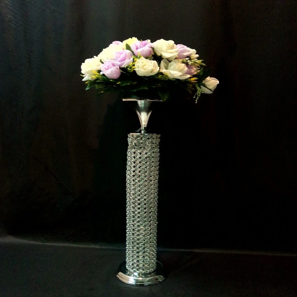 10pcs)hot sale silver crystal wedding flower stand AB0278