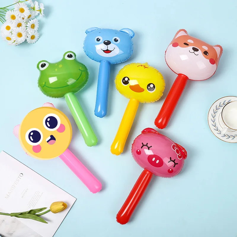 Animal Head Long Stick Children 's Inflatable Toy Small Inflatable Bell Hammer Balloon