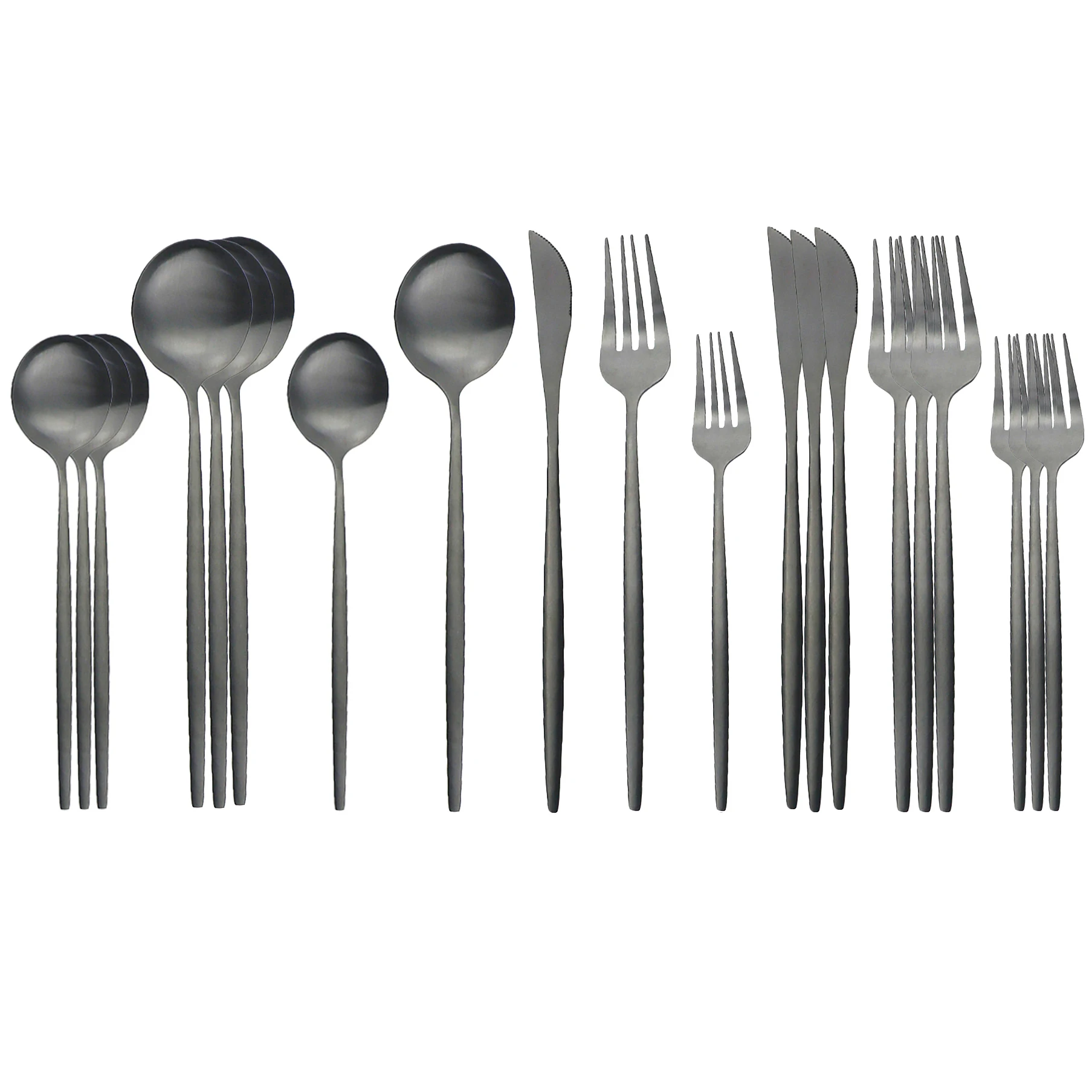 

20Pcs Black Tableware Set Matte Knife Spoon Fork Cutlery Set Stainless Steel Dinnerware Set Kitchen Flatware Set Dessert Set