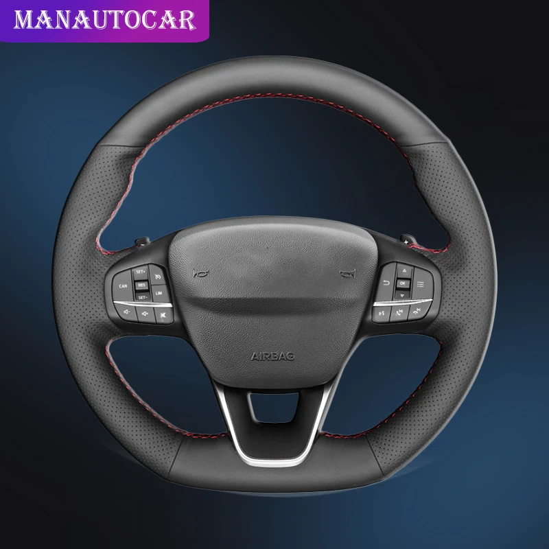 

Custom Car Braid On The Steering Wheel Cover for Ford Focus ST-Line 2018-2019 Focus ST 2019-2020 Fiesta ST Interior Auto Styling