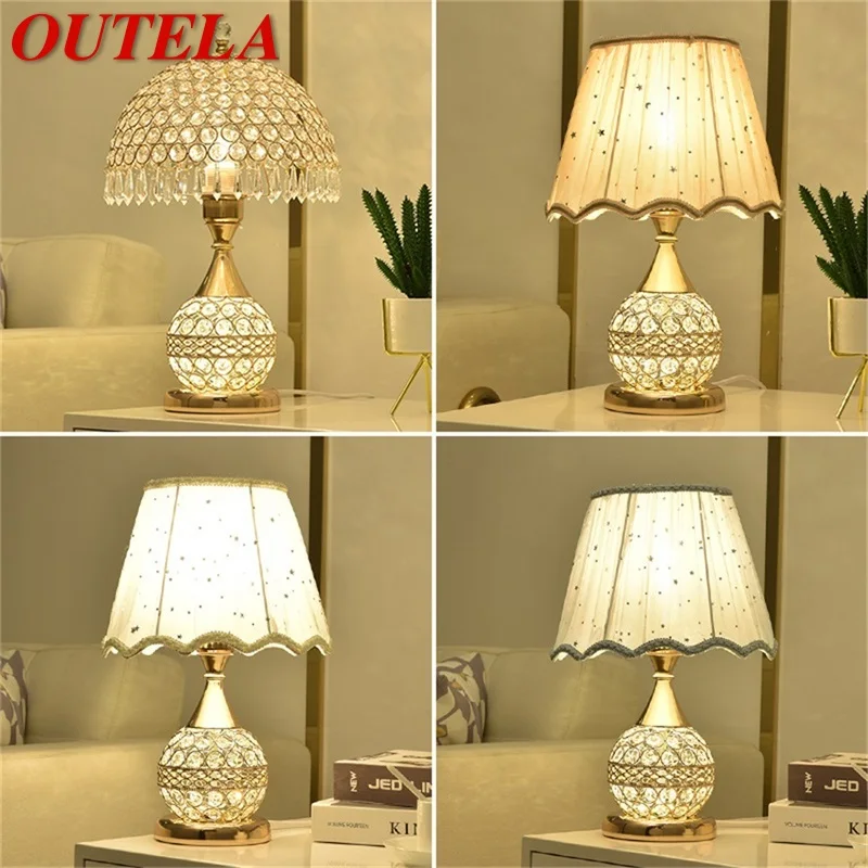 OUTELA Crystal Desk Lamp Dimmer Remote Control Bedside For Home Luxury Modern Creative Table Light Wedding Room