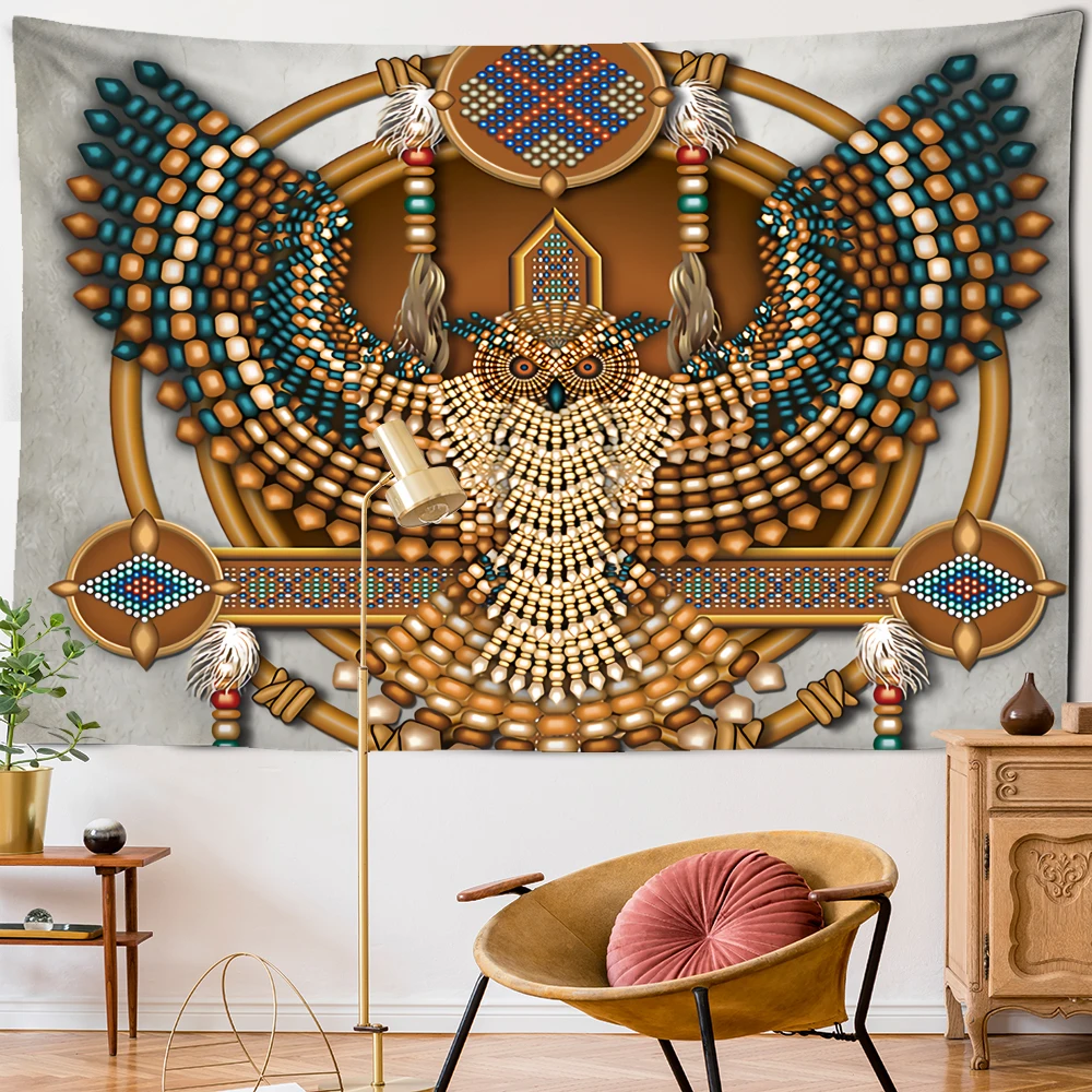 Owl Windbell Tapestry Wall Hanging Psychedelic Magic Bohemian Art TAPIZ Bed Sheet Dormitory Home Decor