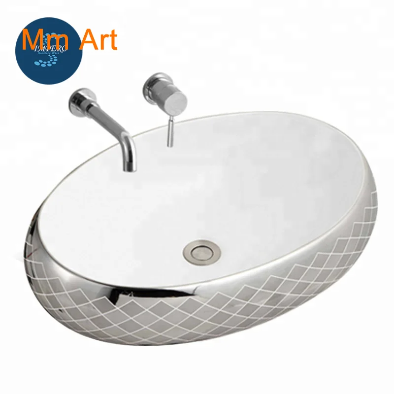 IMPERO Sanitary Ware Modern Design Bathroom Ceramic Gold Plated Wash Basin Price