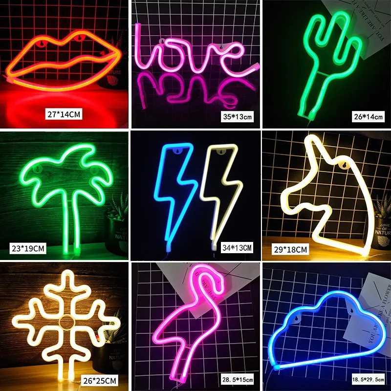 LED Neon Light Fashion Colorful Rainbow Night Light Holiday Xmas Gift Party Wedding Decoration