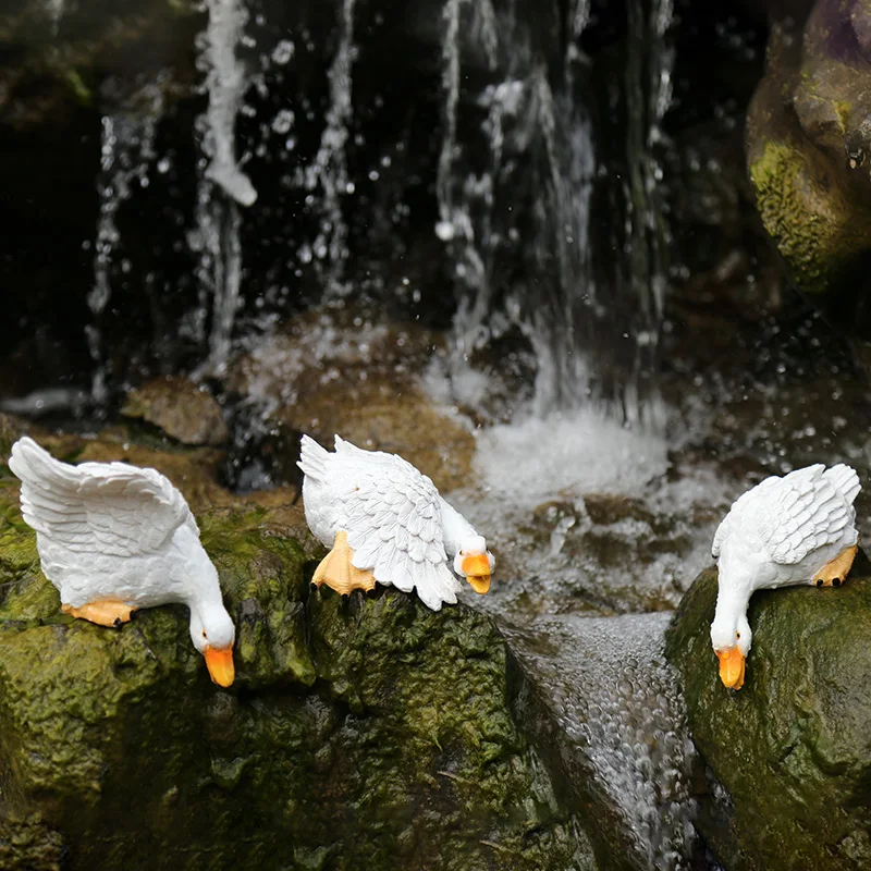 

resin statue white drinking duck model Figurines pond pool landscape sculpture outdoor Courtyard gardening decoration a1850