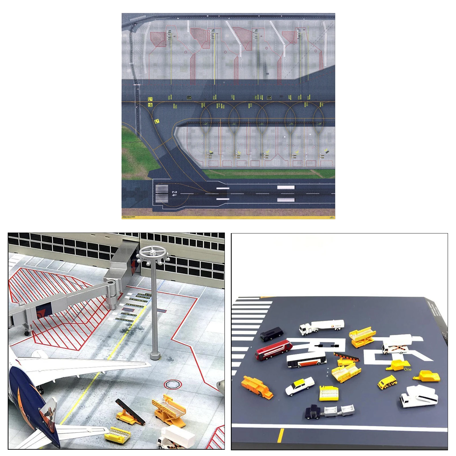 Feuille de disposition d\'aéroport modèle, tablier pour 1/400 et 1/500, feuille de spam de piste, porte d\'aéroport, tour de diorama, support au sol