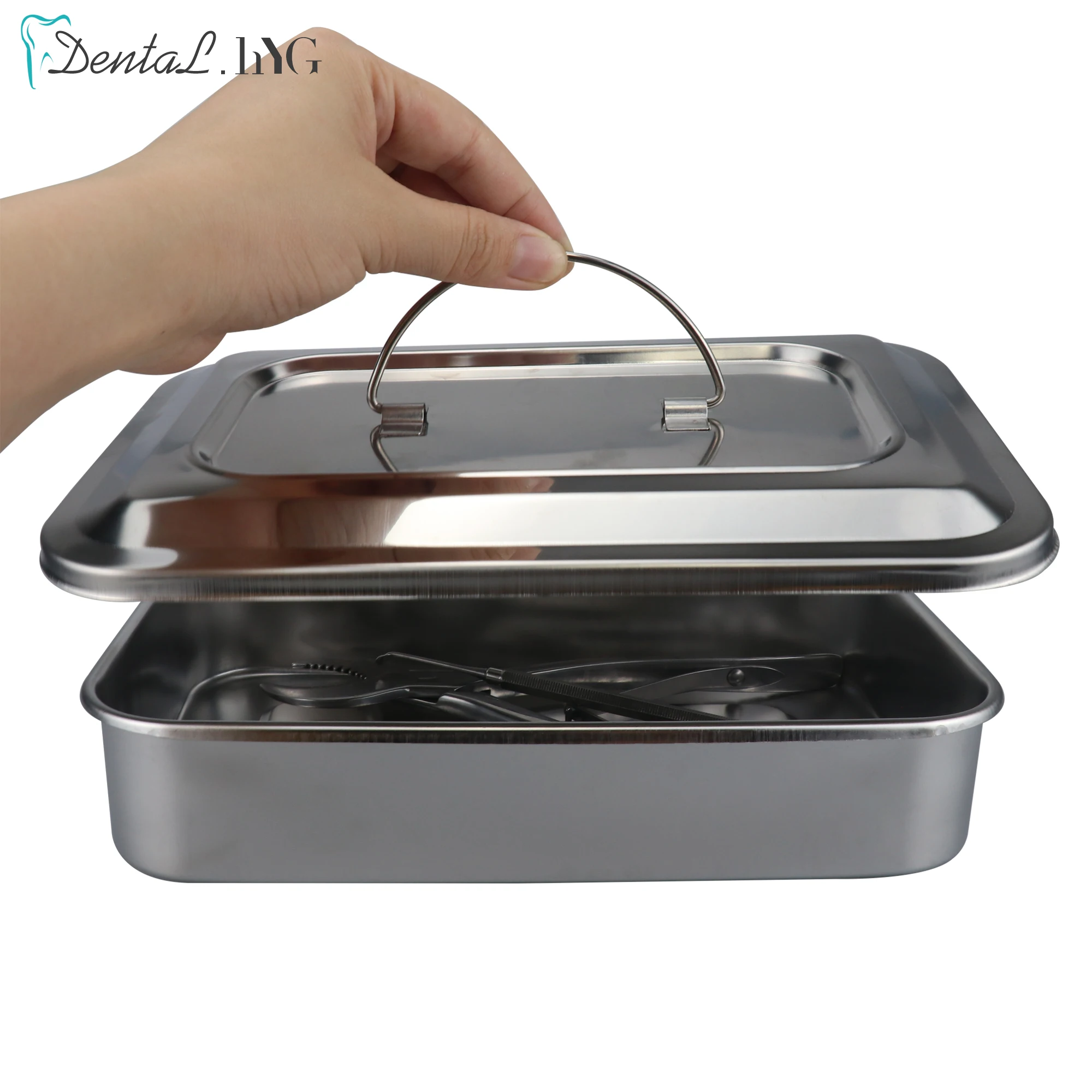 Dental Instruments Tray with Lid Stainless Steel Surgical Nursing Equipments Tools Sterilizer Container Dentist Storage Box