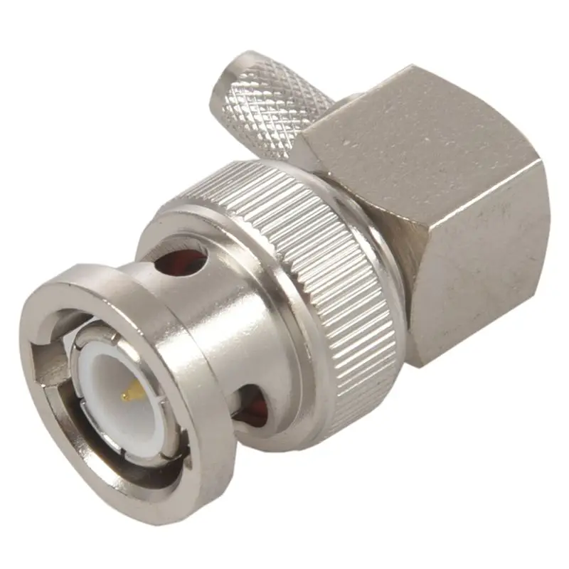 Promotion! BNC Male Plug Right Angle Crimp for RG58 RG400 RFC195 RF Coax Adapter connector,silver