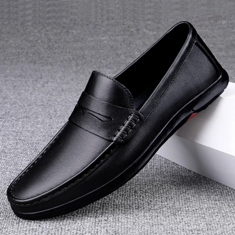 

Leather Penny Loafers Men Casual Shoes Luxury Designer Dress Shoes Man Moccasins Vintage Slip On Flats Mens Driving Shoes 2024