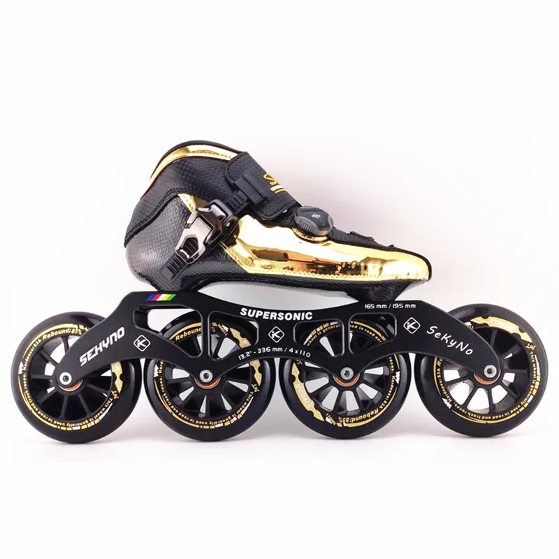 Slightly Thermalmoldable carbon fiber inline speed skates shoes 6 layer fibre ultralight boot Flyke 4 wheels knob button rotate