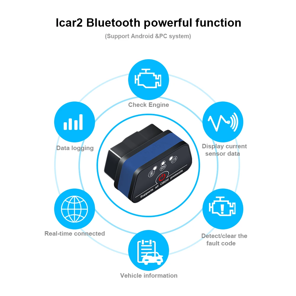 Vgate iCar 2 Pro Elm327 Bluetooth OBD2 V2.1 Elm 327 V2.1 Android Adapter Car Scanner OBD 2  Auto Diagnostic Tool Scanner iCar2