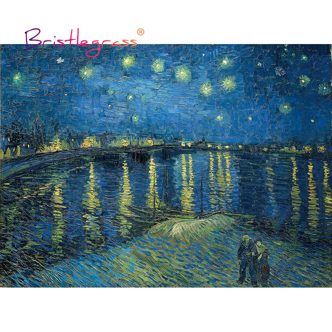 BRISTLEGRASS Wooden Jigsaw Puzzle 500 1000 Piece Starry Night Over the Rhone Vincent van Gogh Educational Toy Painting Art Decor