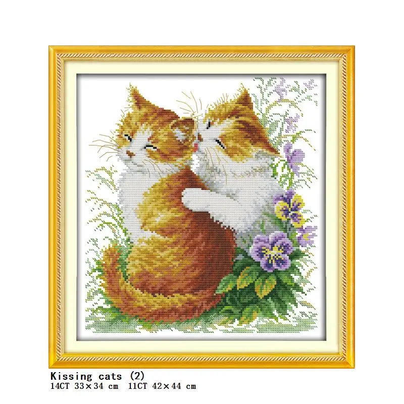 JoySunday animale gatto modello di serie di punto croce kit Aida 14ct 11ct numero di stampa della tela di canapa ago da ricamo FAI DA TE cucito a