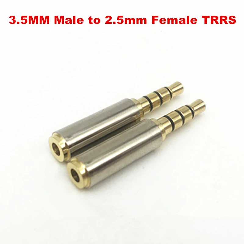 Plugue de áudio 20 pol. de alta qualidade, plugue trrs de áudio de 3.5mm macho para 2.5mm fêmea de áudio, adaptador de conversor de liga de metal