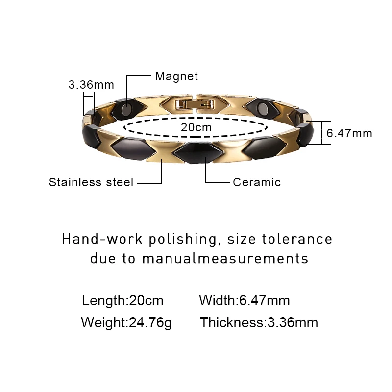 Moocare Fashion Stainless Steel Hologram Bracelet for Men Metal withe Ceramic Inlaid Magnet Bioenergy Wrist Chain Christmas Gift