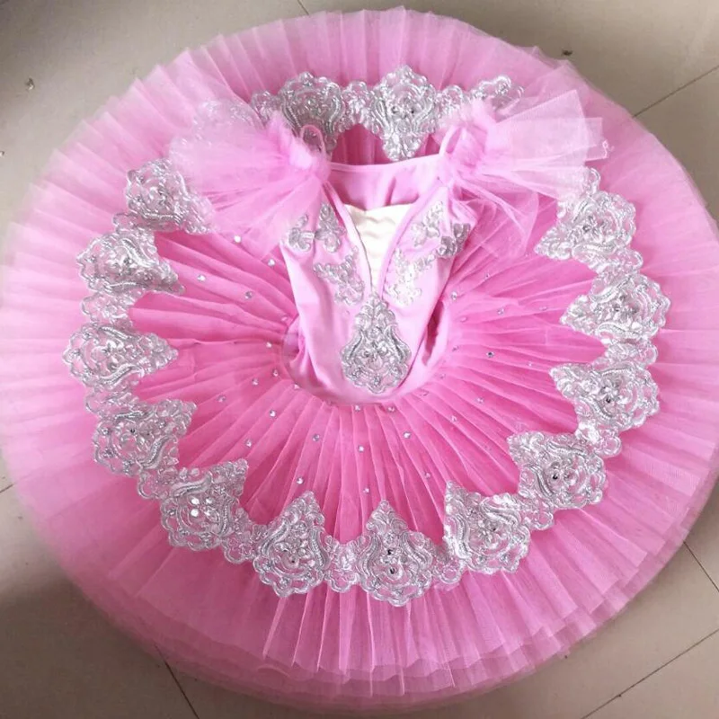 Professional Ballet Tutus Child Swan Lake Ballet Dance Clothes Girls Pancake Tutu Child Ballerina Figure Skating Dress Outfits