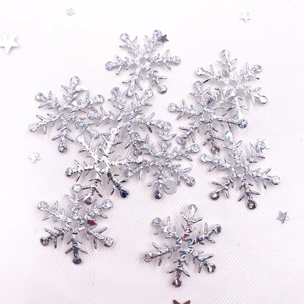 New 80PCS  Glitter Silver Snowflake Cloth Appliques Wedding DIY Sewing Patch Accessories DIY Craft  SE354