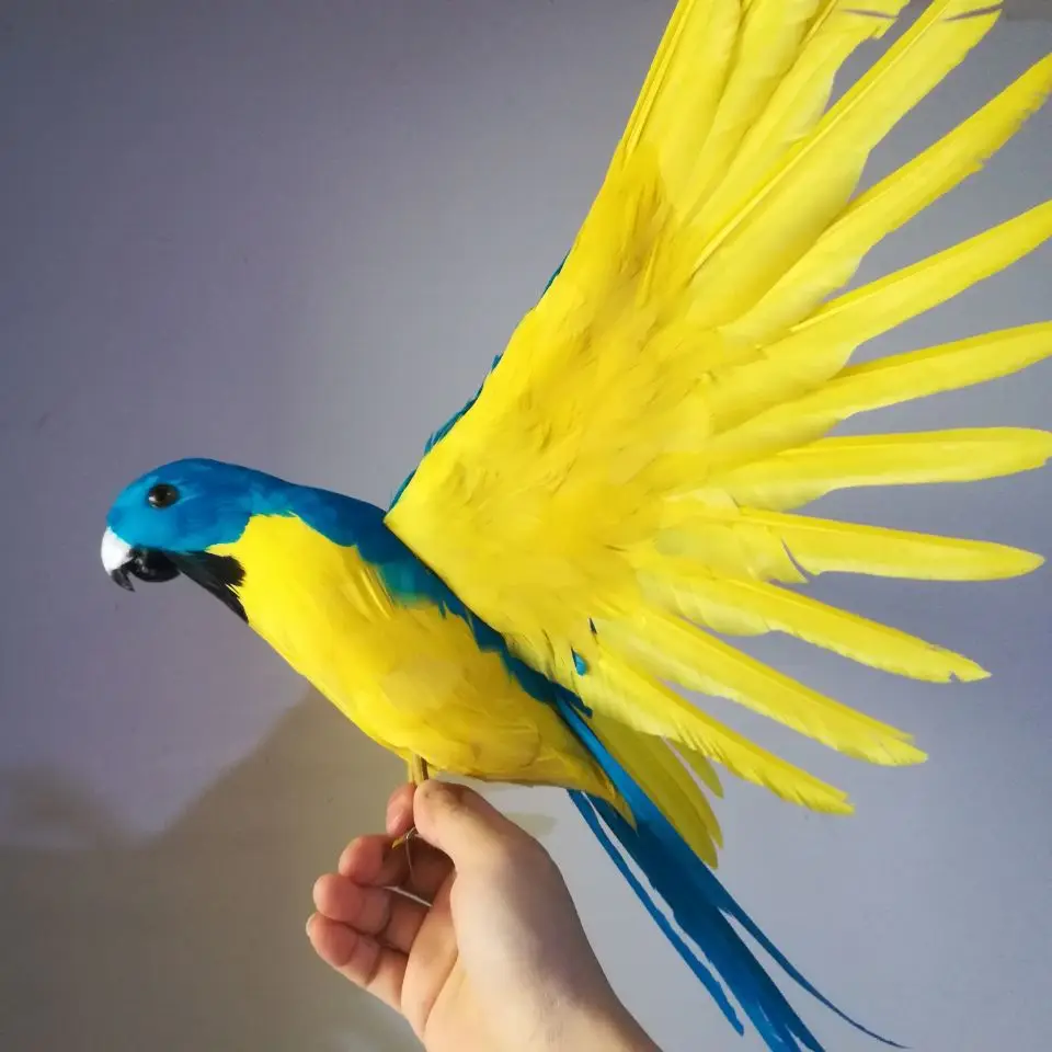 

new real life green&yellow parrot model foam&feather simulation wings parrot bird gift about 45x60cm xf2656