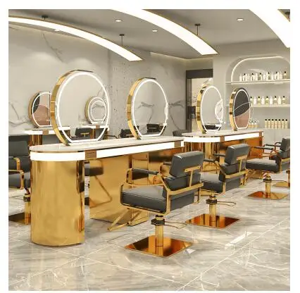 Barbershop mirror Hair salon dedicated floor ironing and dyeing table Hair salon hair cutting mirror