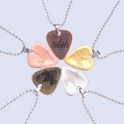 1Pc Metal Acoustic Electric Bass Guitar Necklace Pick Durable Stainless Steel Thin Mediator Guitar Pick With Chain Wholesale