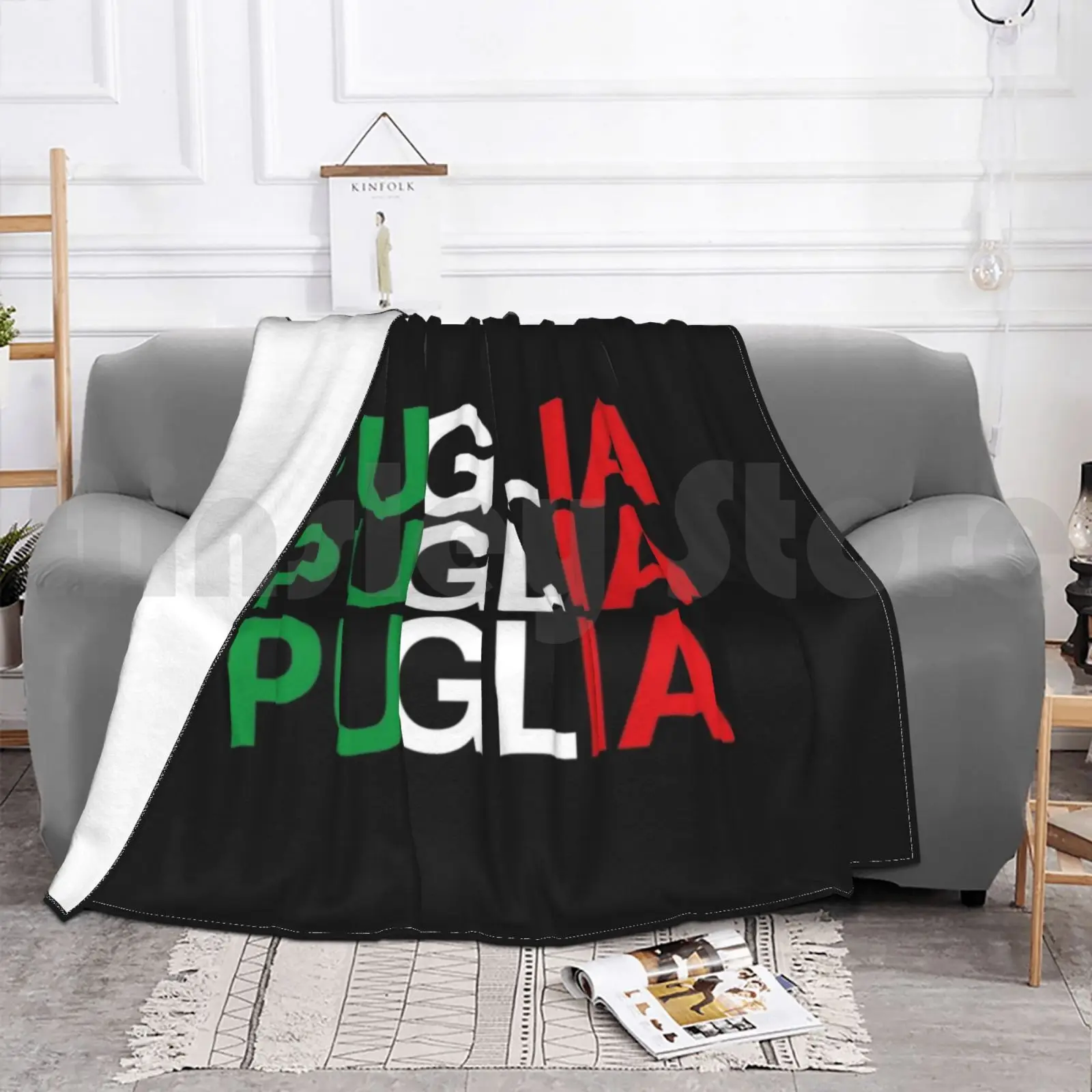 بطانية العلم الإيطالي Puglia أزياء مخصصة Puglia إيطاليا إيطاليا باري نموذج البحر الأدرياتيكي الأخضر #4