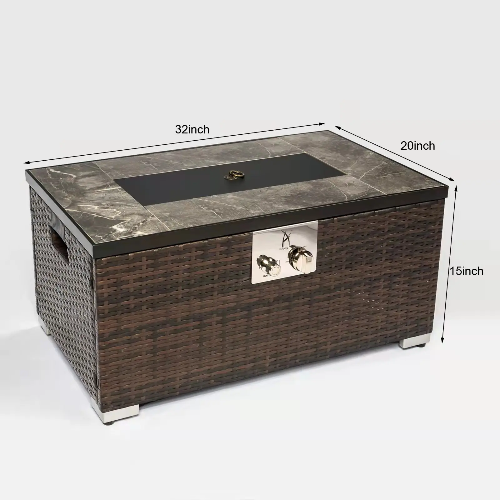 Outdoor Fire Table Gas Fire Pit Rattan Gas Fire Table  40,000BTU  Gas Fire Table With Tile Tabletop