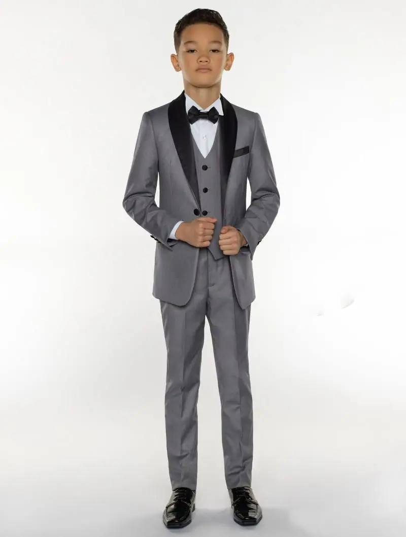 Bridelee 2023 cinza menino ternos formais jantar little boy crianças para festa terno wear (jaquetas + colete calça)