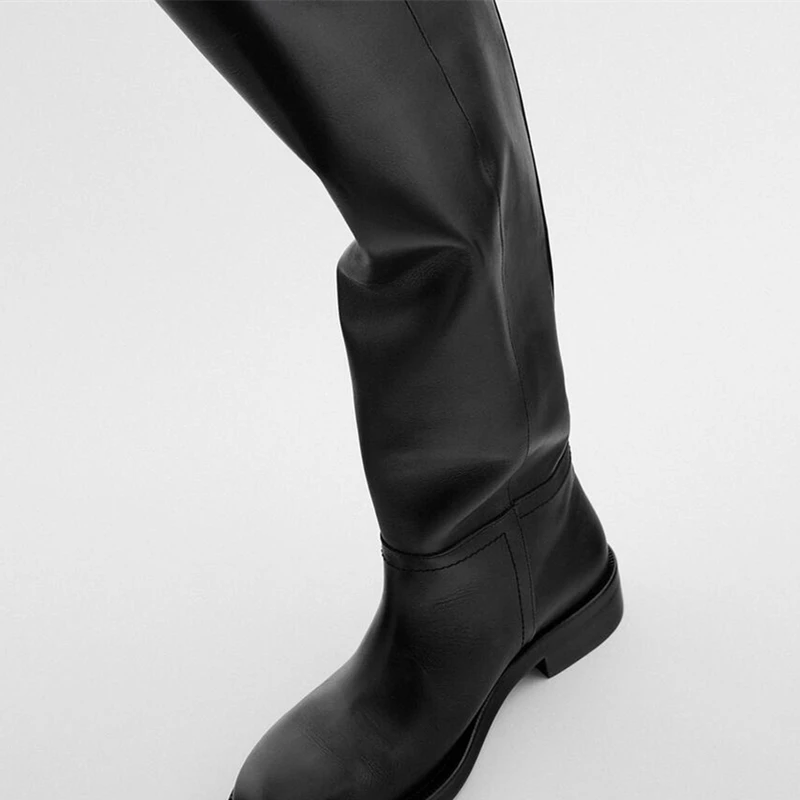 FEDONAS Big Size Women Knee High Boots Cow Leather Platform Winter Shoes Woman High Heels Warm Fur High Long Boots Ins Hot Shoes