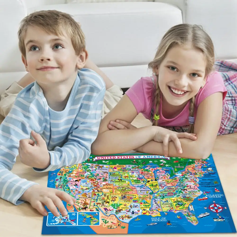 Cardboard Jigsaw Puzzle 200 Pieces American Map Puzzle Learning Cognition Manual Educational Toys For Adults Children Map Puzzle