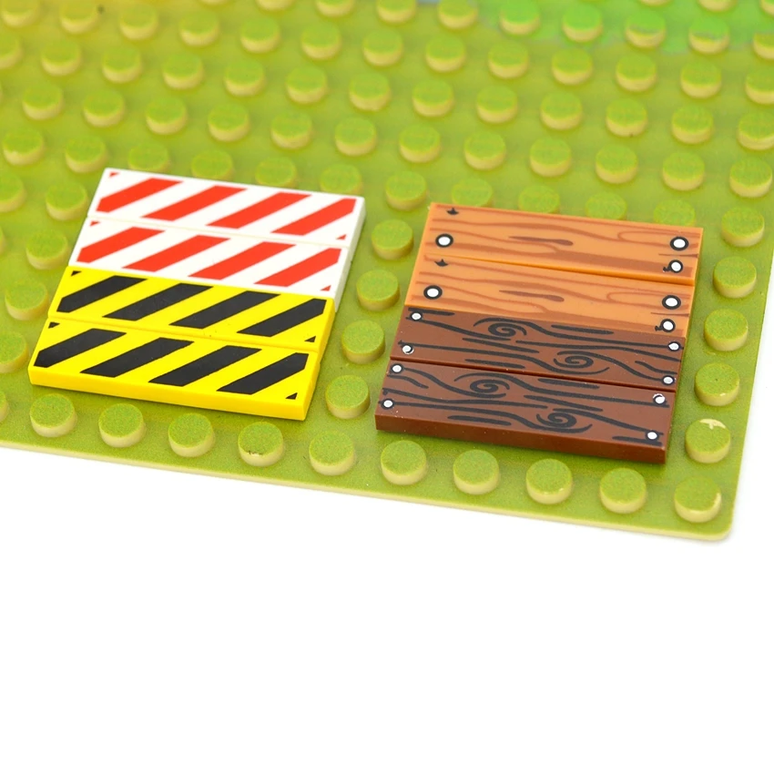 City Bricks Holzmaserung Bedrucktes Muster Glatte Bausteine Teile Flache Fliesen 1x4 1x6 DIY Haus Zubehör Kompatibel 2431 Spielzeug – Detail 1
