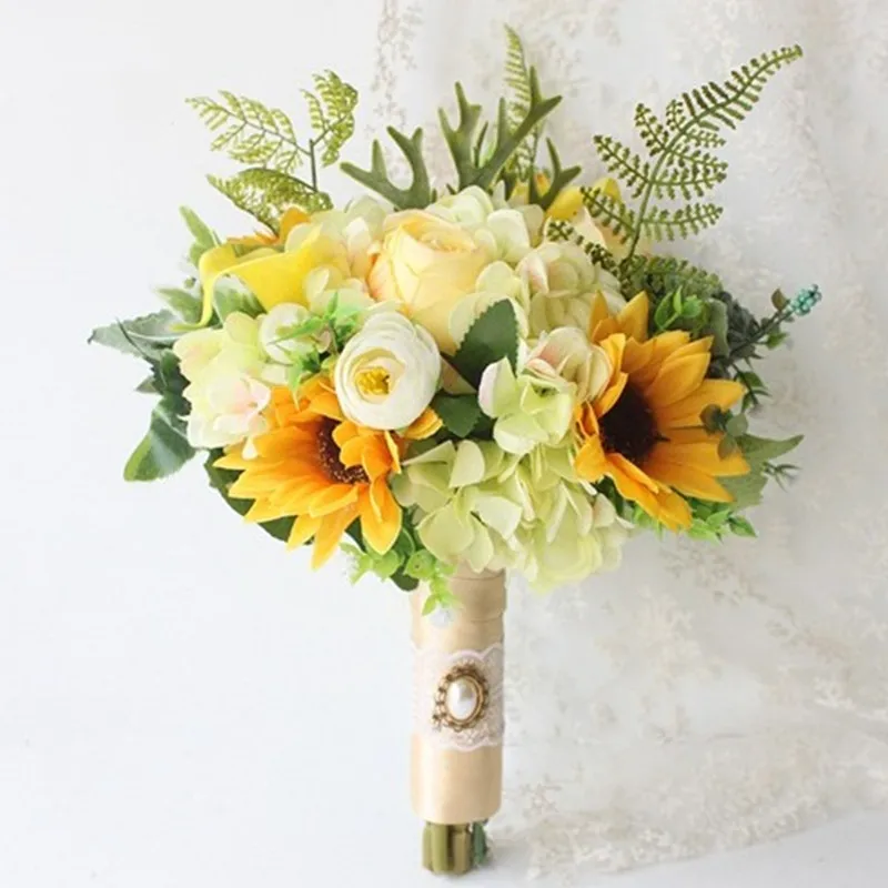 Artificial Holding Flower Wedding Decoration Simulation Sunflower Hybrid Bouquet Bride Friend Gift