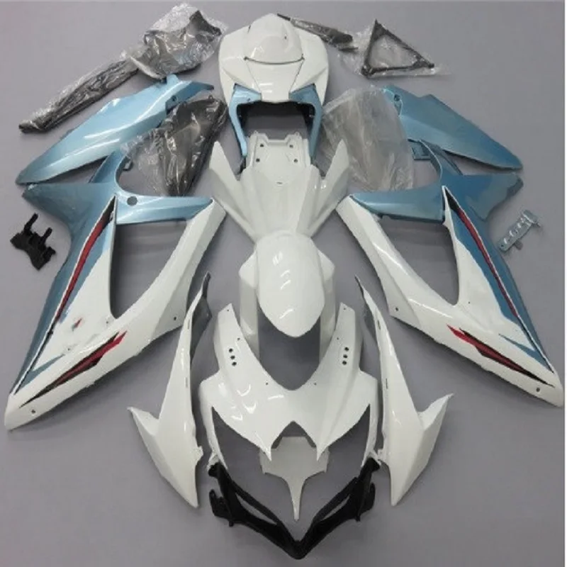 Full Fairing Kit ABS  Bodywork Fairing Kit for SUZUKI GSX-R 600 750 2008 2009 2010 GSXR Matte 08 09 10 K8  white light blue sets