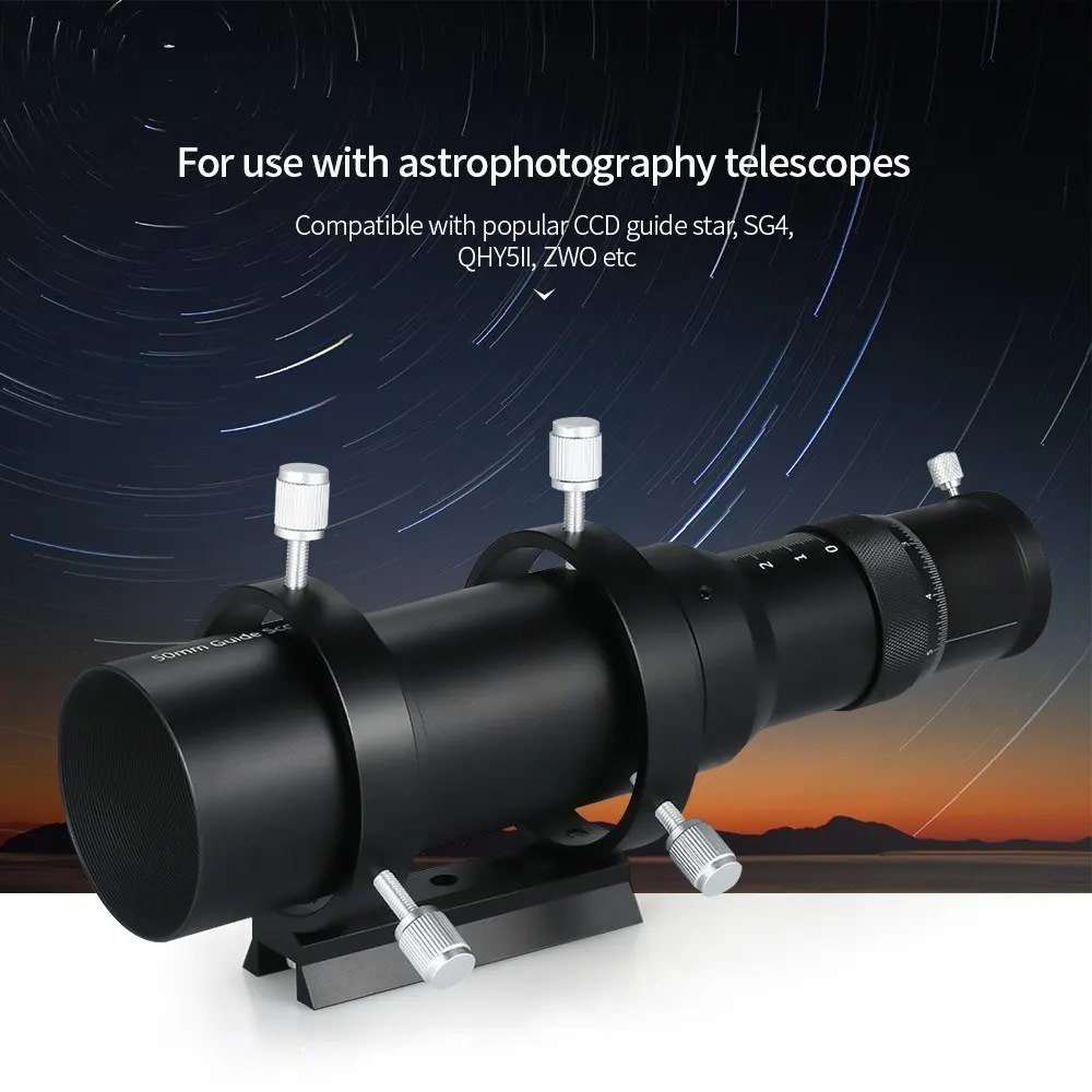 

50mm Guide Scope Finderscope for Astronomical Telescope 200mm Focal Length F4 Focal Ratio Guidescope with Helical Focuser