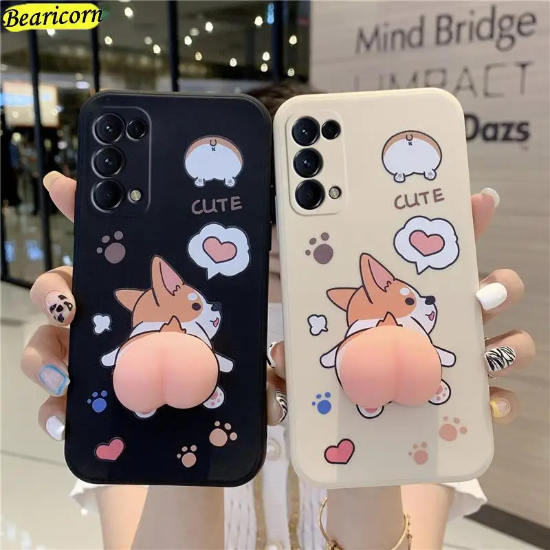 Ass Buttocks Pop Fidget Toy Case For Huawei P20 P30 P40 Lite P Smart Z Y9s Y9 Prime 2019 Mate 20 30 40 Pro Push Corgi Butt Cover