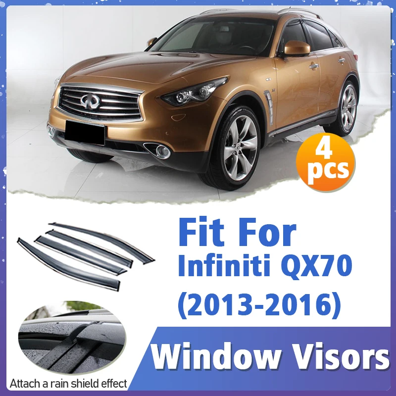 

Window Visor Guard for Infiniti QX70 2013-2016 Vent Cover Trim Awnings Shelters Protection Sun Rain Deflector Auto Accessories