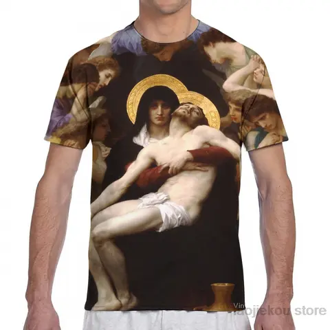 Pieta Chiffon by William Adolphe Bouguereau (1825-1905) men T-Shirt women all over print fashion girl t shirt boy tops tees