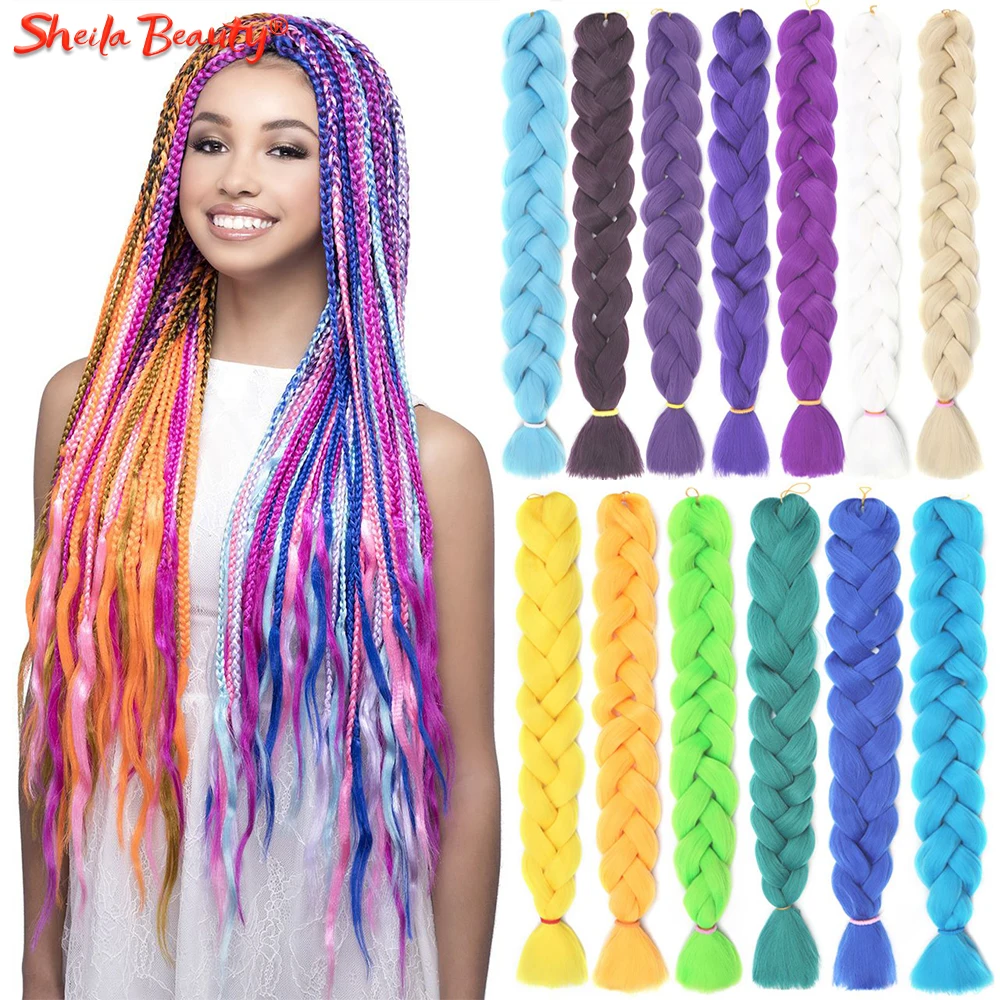 

Long Synthetic Jumbo Braid Hair 82 inch Heat Fiber Braids 165g/piece pure color Jumbo Braids Hair Extensions