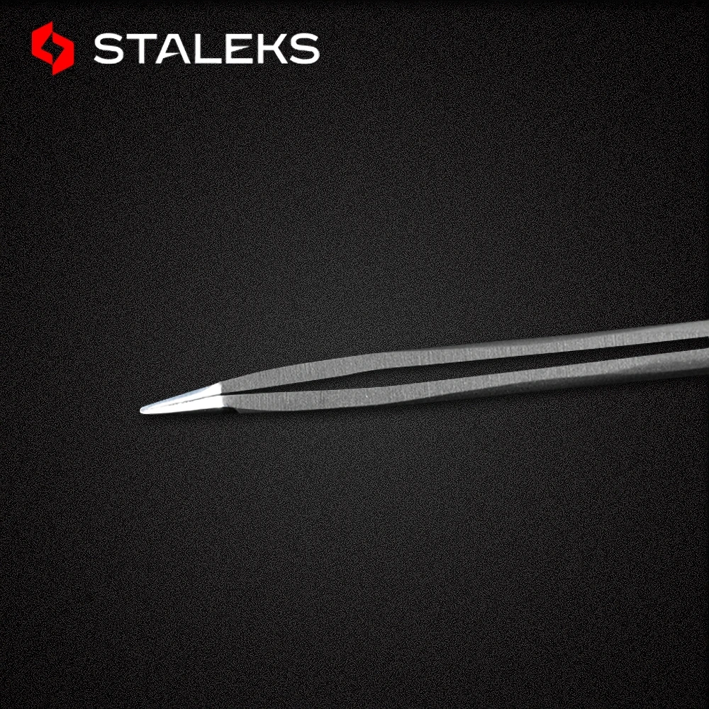 STALEKS PRO TE-40-1 Wave Embossing Tweezers Grafting Eyelashes Blooming Anti Static High Precise Hyper Fine AISI