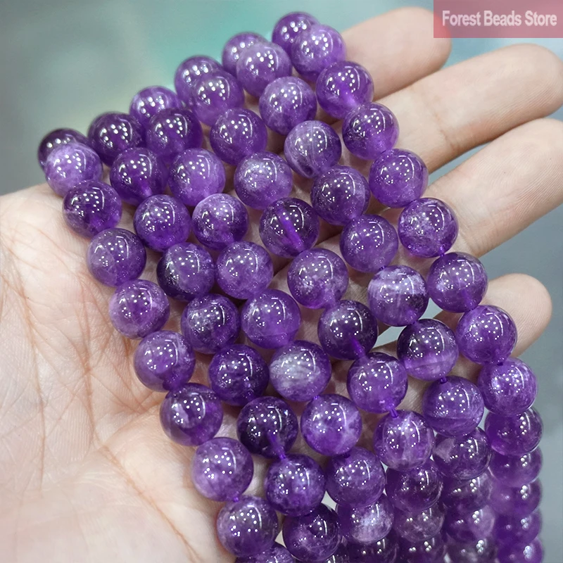 

Natural Purple Crystal Beads Amethysts Round Beads Diy Bracelet Necklace Pendants for Jewelry Making 15" Strand 4 6 8 10 12MM