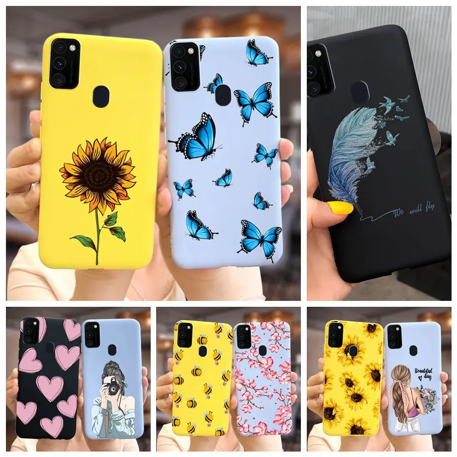 For Samsung Galaxy M21 2021 Case M30s Cute Candy Painted Cover Soft Silicone Phone Cases For Samsung M21 M215F M 30s Fundas Case