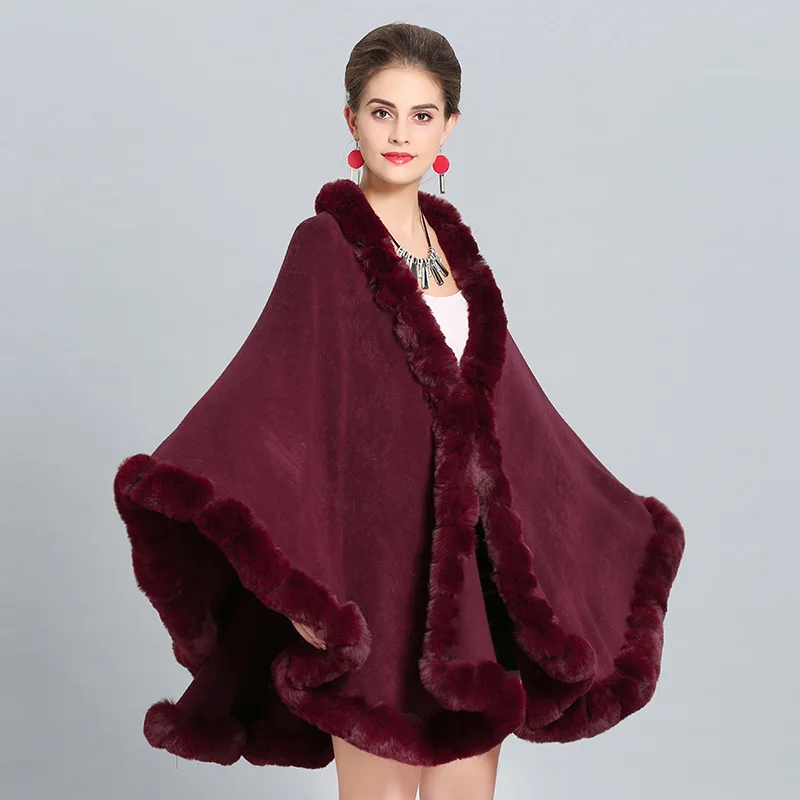 Mother of Bride Dress Large Size Faux Fox Fur Collar Knitted Shawl Cloak Coat Outfit Many Colors on Sale