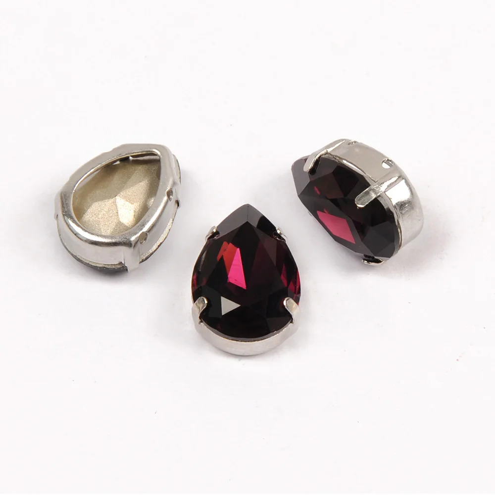 YANRUO 4320 Drop AAAAA Glas-Strasssteine mit Metallfassung, Applikationen für Kleidung zum Aufnähen, Kristall-Hochzeitskleid – Detail 2