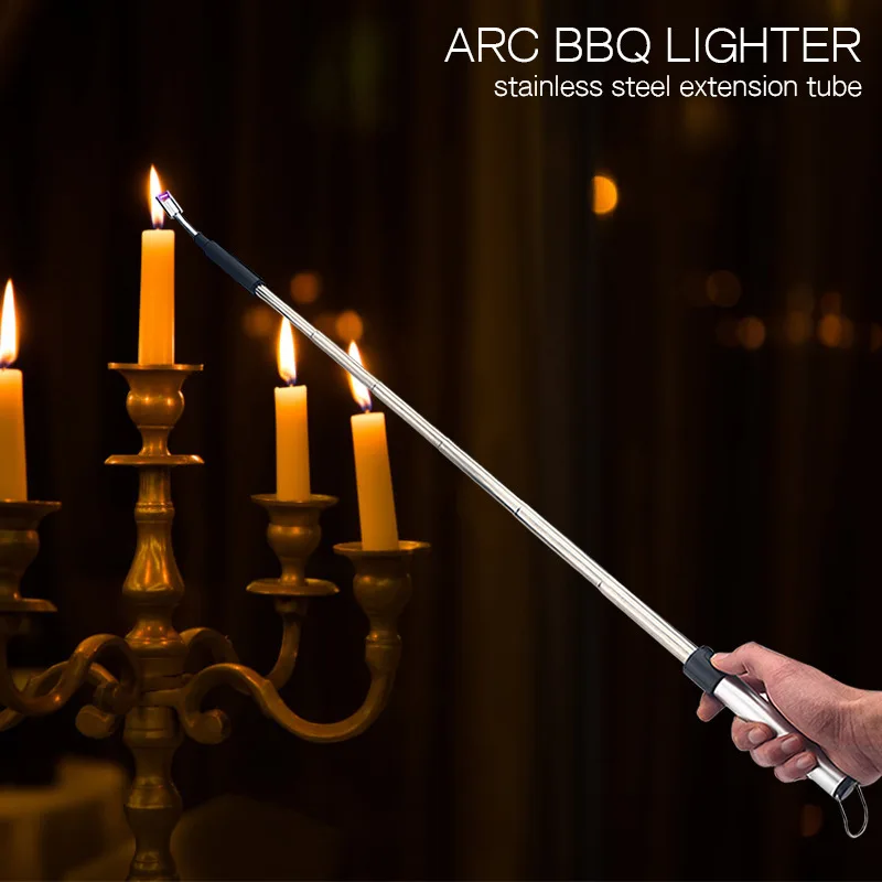 Candle Arc Lighters Long Flexible Neck 70cm Rechargeable Telescopic Electric Flameless Lighter for Kitchen Fireplace Pilot Light