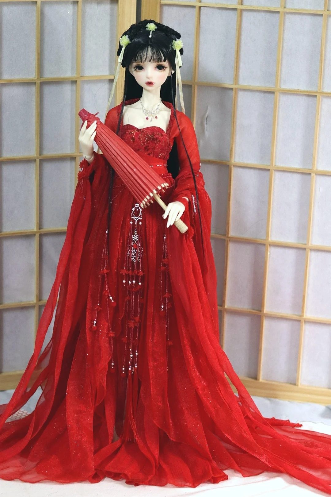 1/4 1/3 Scale BJD Clothes Doll Accessories Chinese Ancient Costume Hanfu Dress Red Outfit for BJD/SD MSD SD13 Big Girl C1415