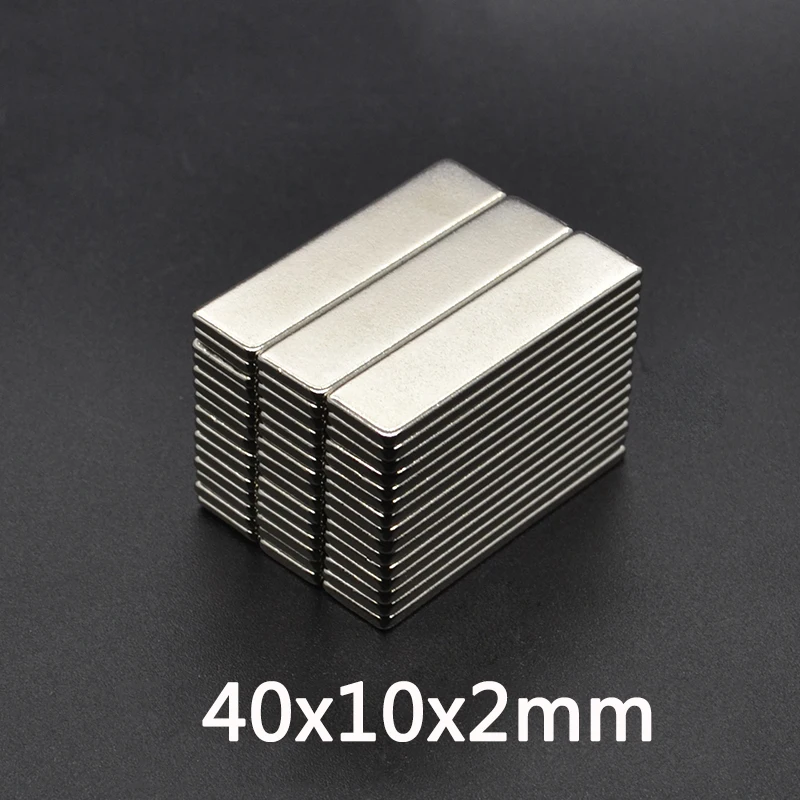 5/10/20/50/100pcs  40x10x2 Super Strong Sheet Rare Earth Magnet Thickness 2mm Block Rectangular Neodymium Magnets N35 40x10x2mm