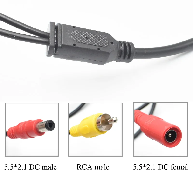 차량 백업 후면보기 카메라용 AV/RCA 연장 케이블, DVR 비디오 시스템 모니터 와이어, DC 전원 라인, 5 m, 6 m, 10 m, 15 m, 20m