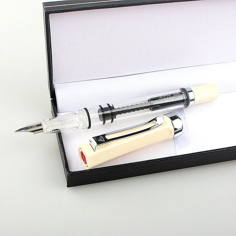 Student Practise Calligraphy Plastic Transparent Fountain Pen F Nib 0.5mm Hooded Nib 0.38mm Color Ink Pens School Supplies