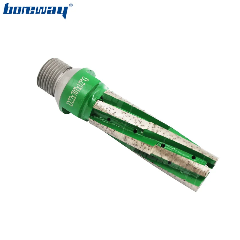 Boreway CNC Diamond Finger Grinding Cutter Bit With 1/2''Gas Thread Finger Bits D22*70T For Processing Slab Stone Granite Marble