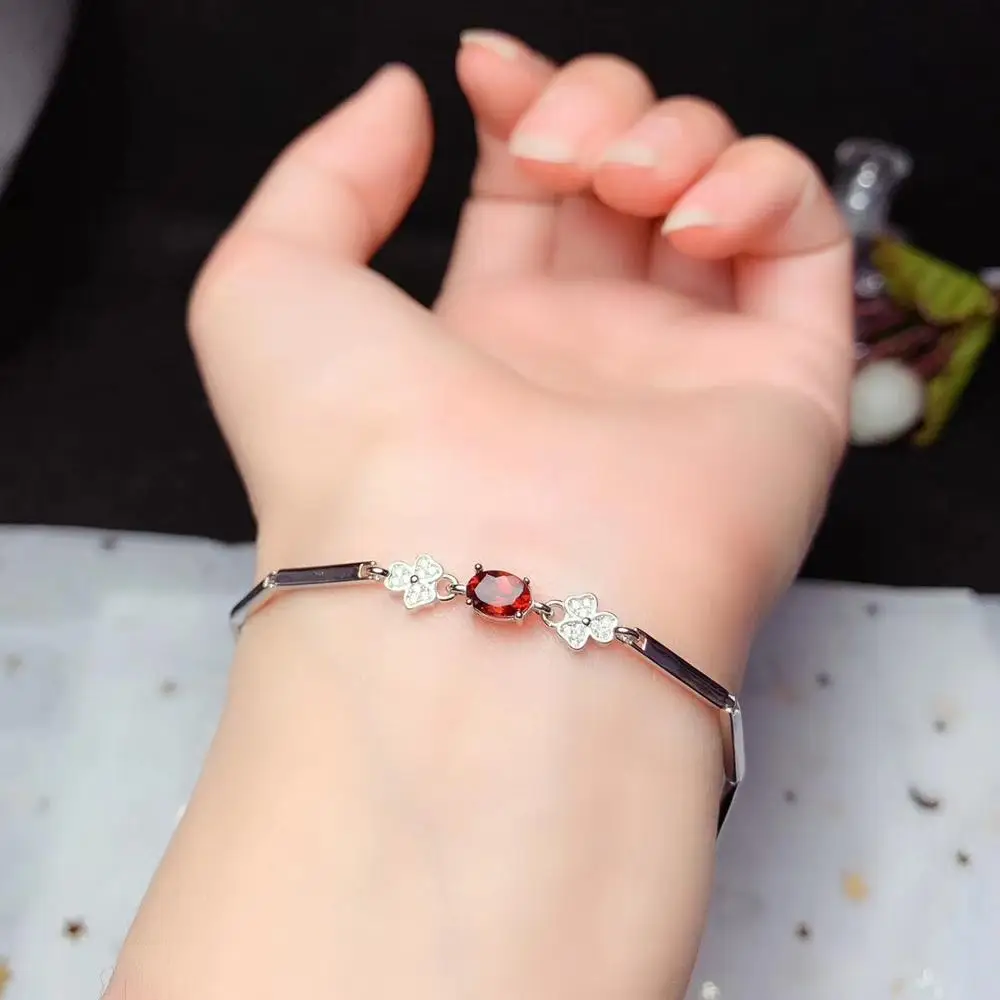 

fashion red garnet gemstone bracelet for women silver ornament fine jewelry wine red color girl birthday gift natural gem