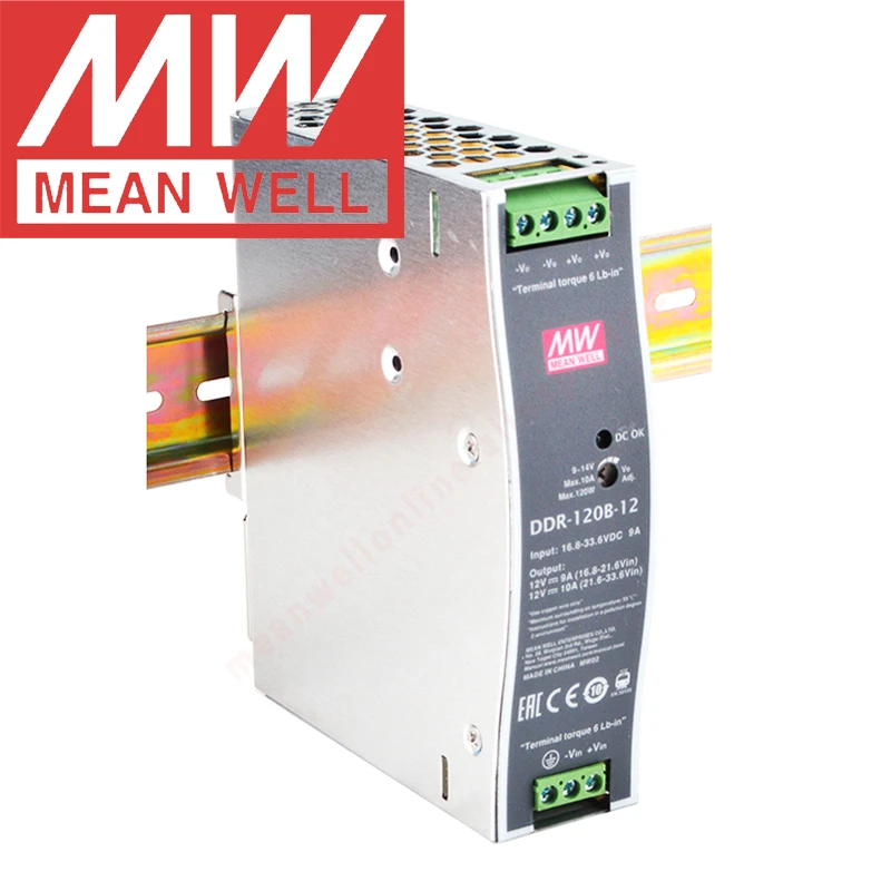 

Original Mean Well DDR-120B-12 Din Rail Type DC-DC Converter Meanwell 12V/10A/120W DC to DC Power Supply 16.8-33.6Vdc Input